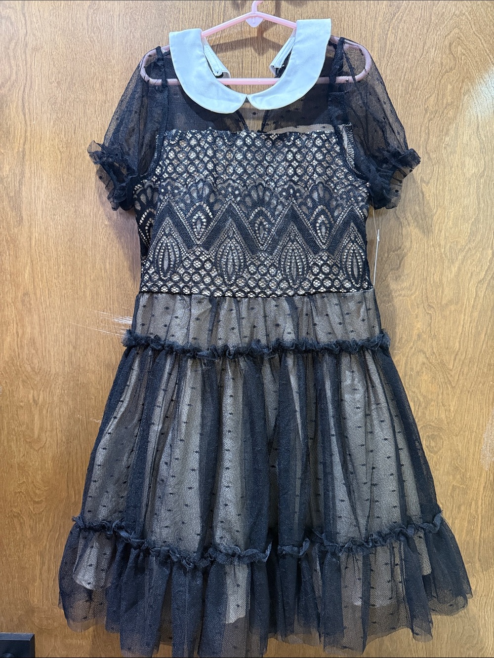 BCBGirls Black Lace Dress with White Peter Pan Collar